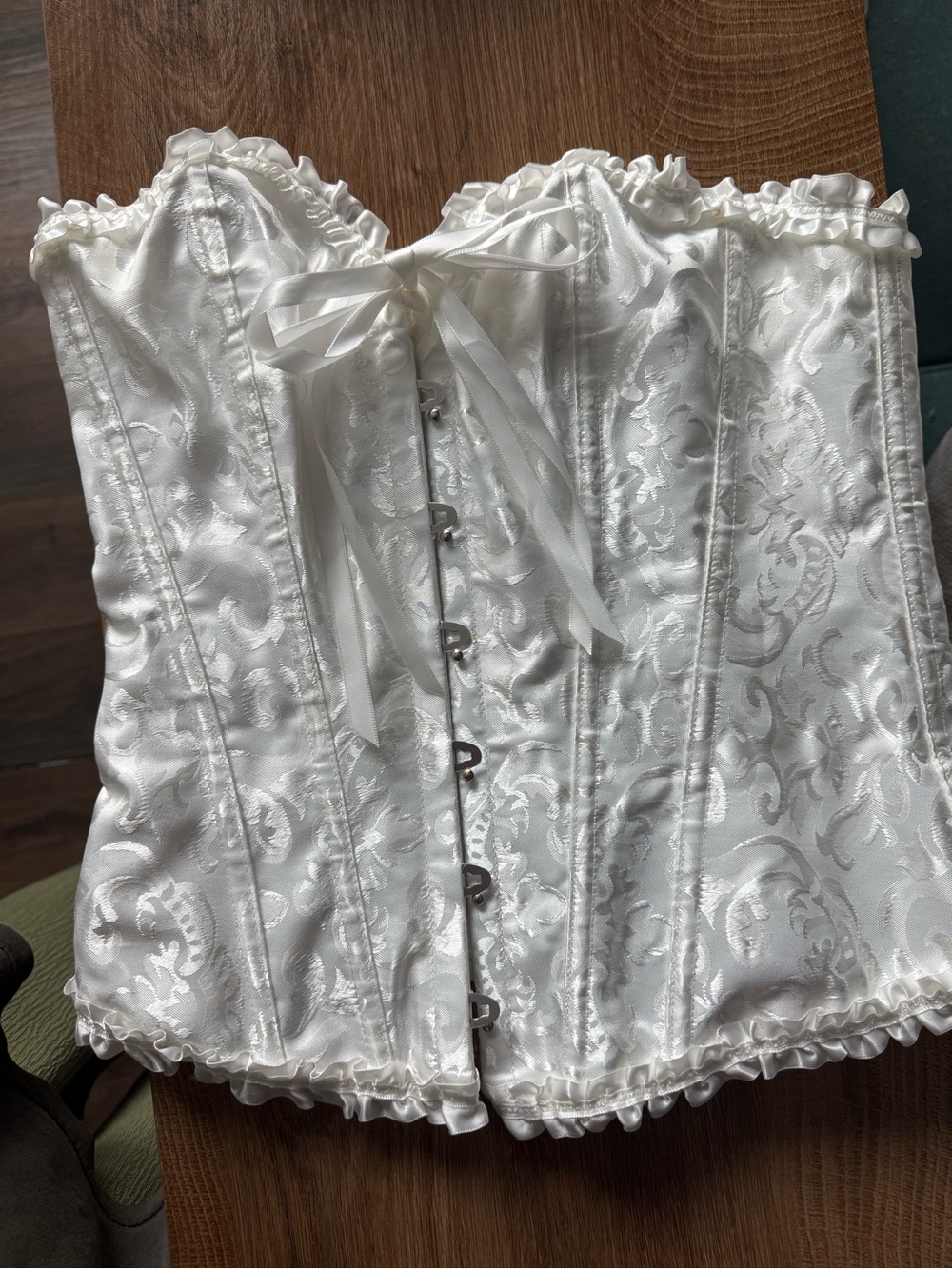 White  Lace-Up Corset Top small